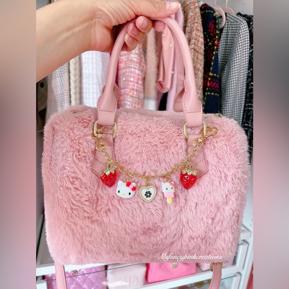 Strawberry Kitty handmade purse charms